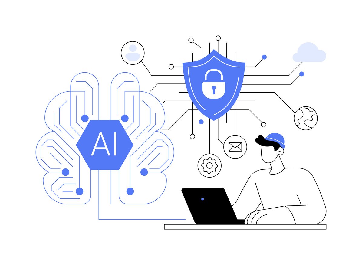 AI-Powered Network Security abstract concept vector illustration.